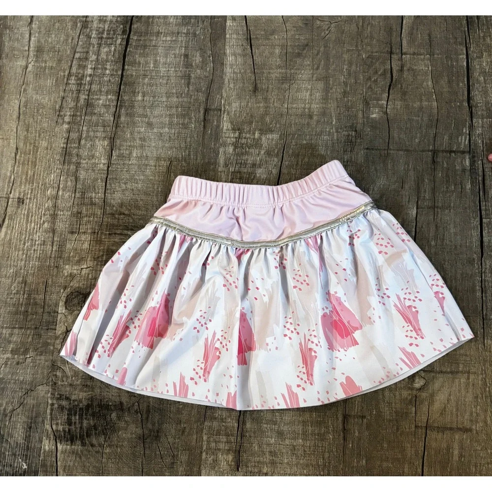 Disney Minnie Mouse Skirt Girls Size 5 6 Pink‎ White Floral Print Elastic Waist